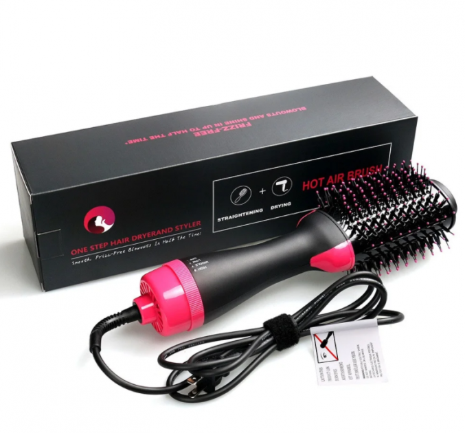 Фен щітка гребінець стайлер для укладки волосся 3в1 One Step Hair Dryer and Styler чорний - фото 8