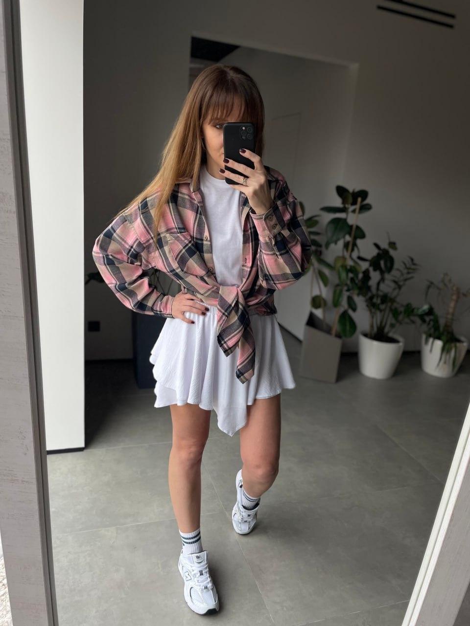 Рубашка женская в клеточку Синий/Розовый (2567453289)