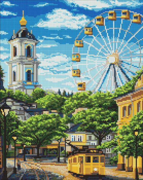 Алмазная мозаика Ideyka Колесо и колокольня 40х50 см (AMO20437)