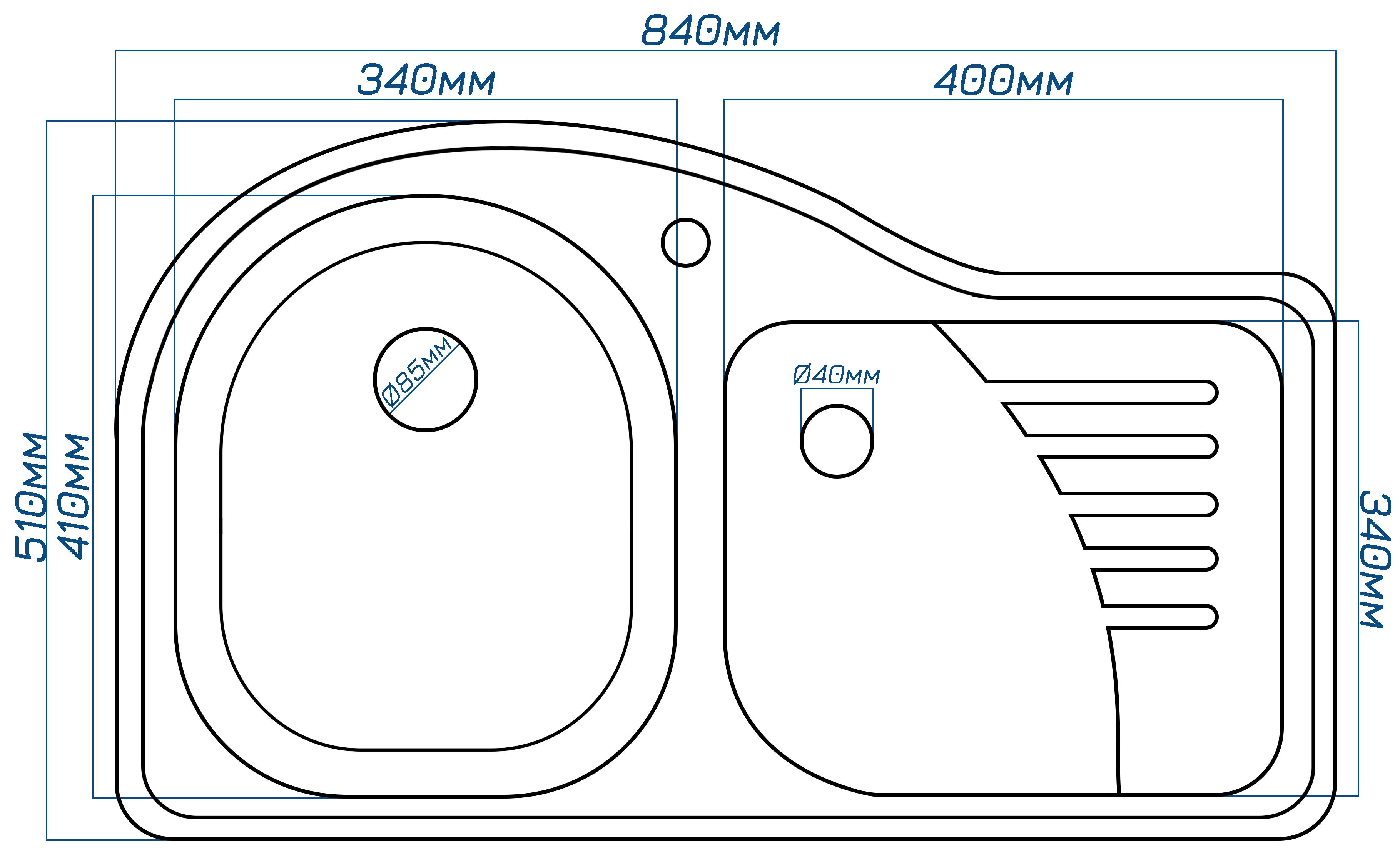 Мийка кухонна Valetti 52R 840x510 мм Білий - фото 3