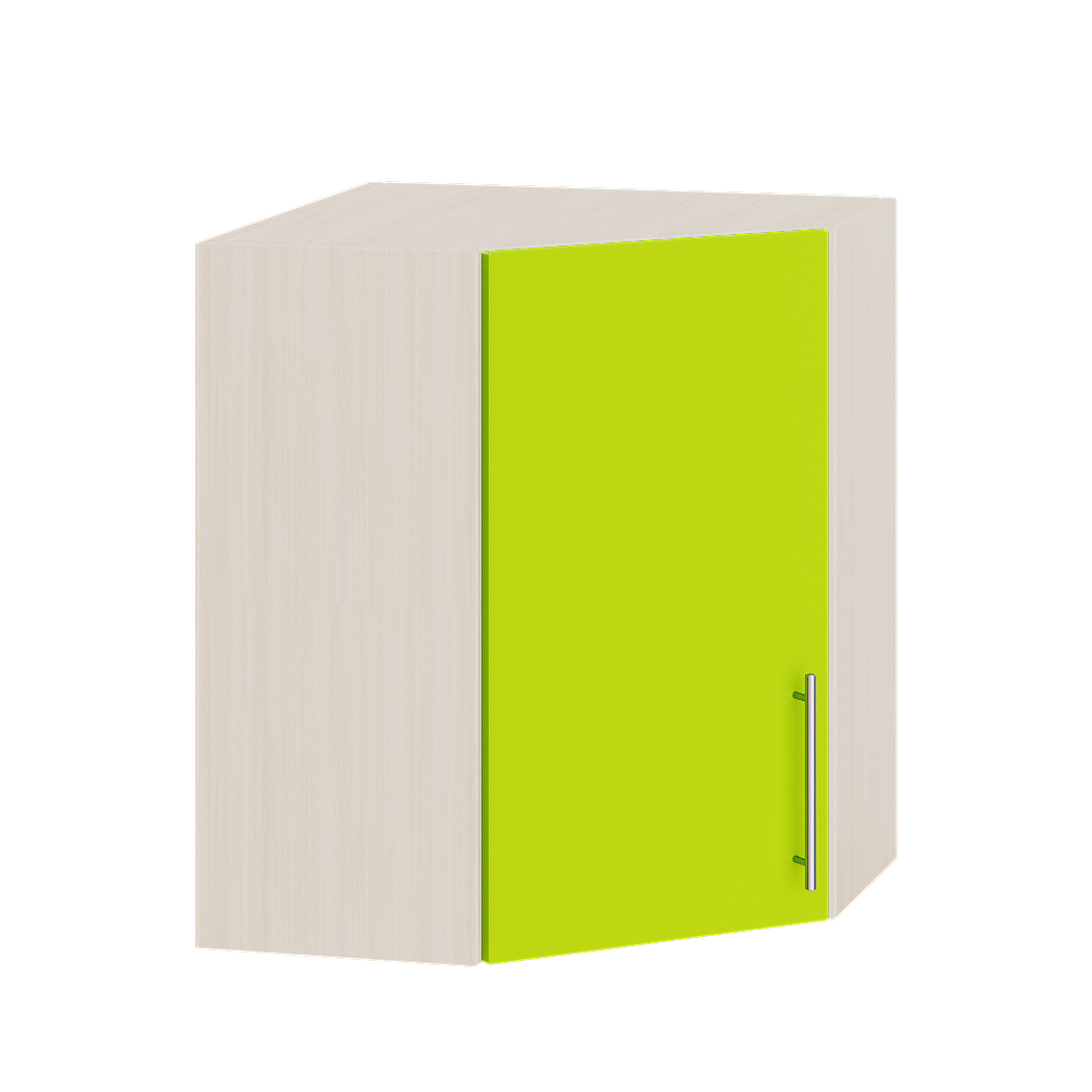 Шафа верхня Еверест Модерн модуль Верх угловий В17-600 60х60х72 см Лайм глянець/Дуб Молочний (05300)