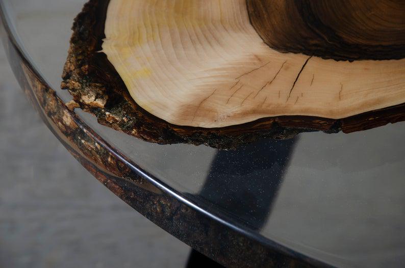 Стол журнальный река Токио дизайнерский круглый из прозрачной эпоксидная смолы и массива ореха 700х480 мм - фото 6 Стол журнальный река Токио дизайнерский круглый из прозрачной эпоксидная смолы и массива ореха 700х480 мм - фото 6