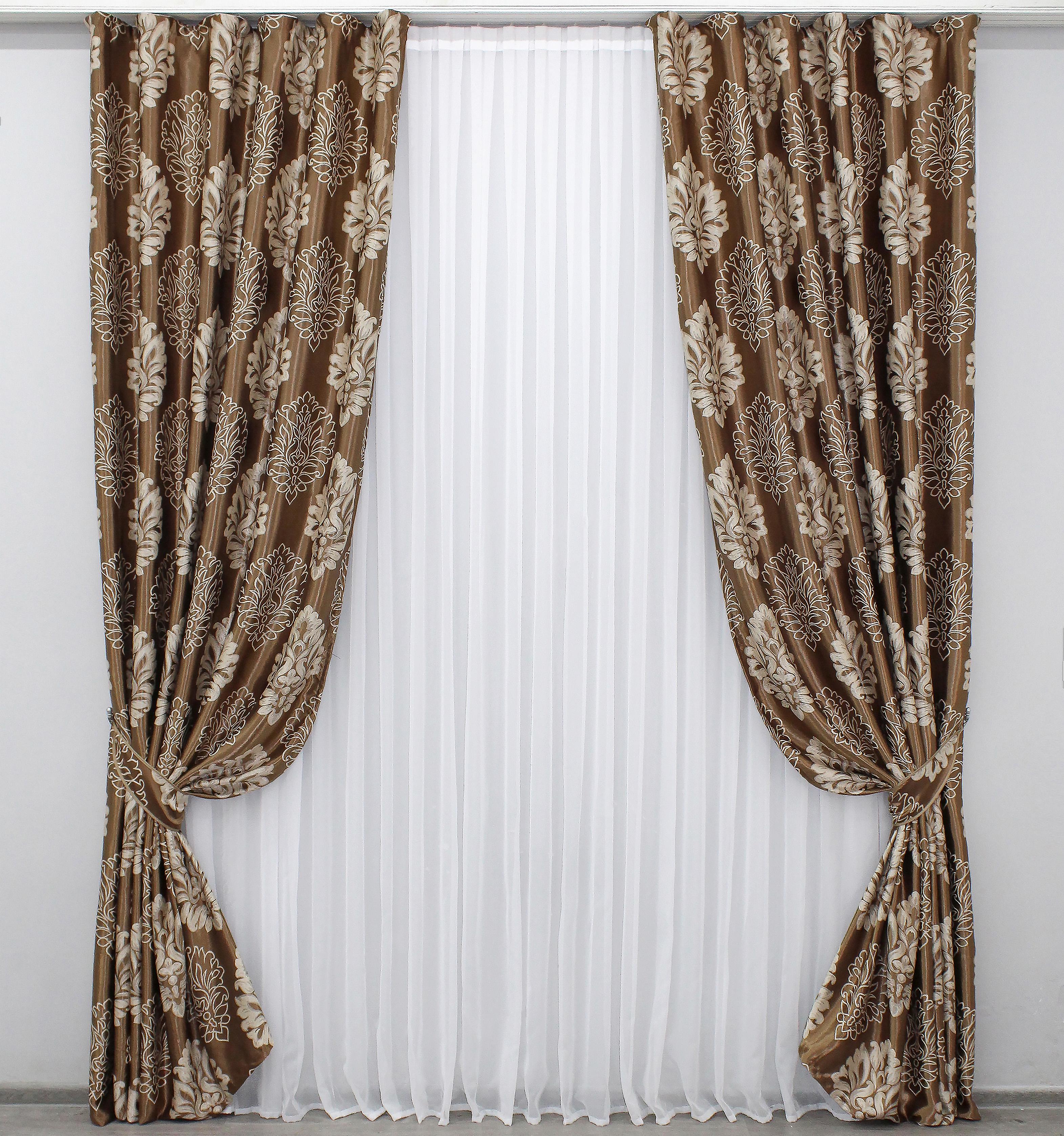 Комплект штор VR-Textil Корона № 1278ш А блэкаут-софт 150х270 см 2 шт. Коричневый/Капучино (33-0124)