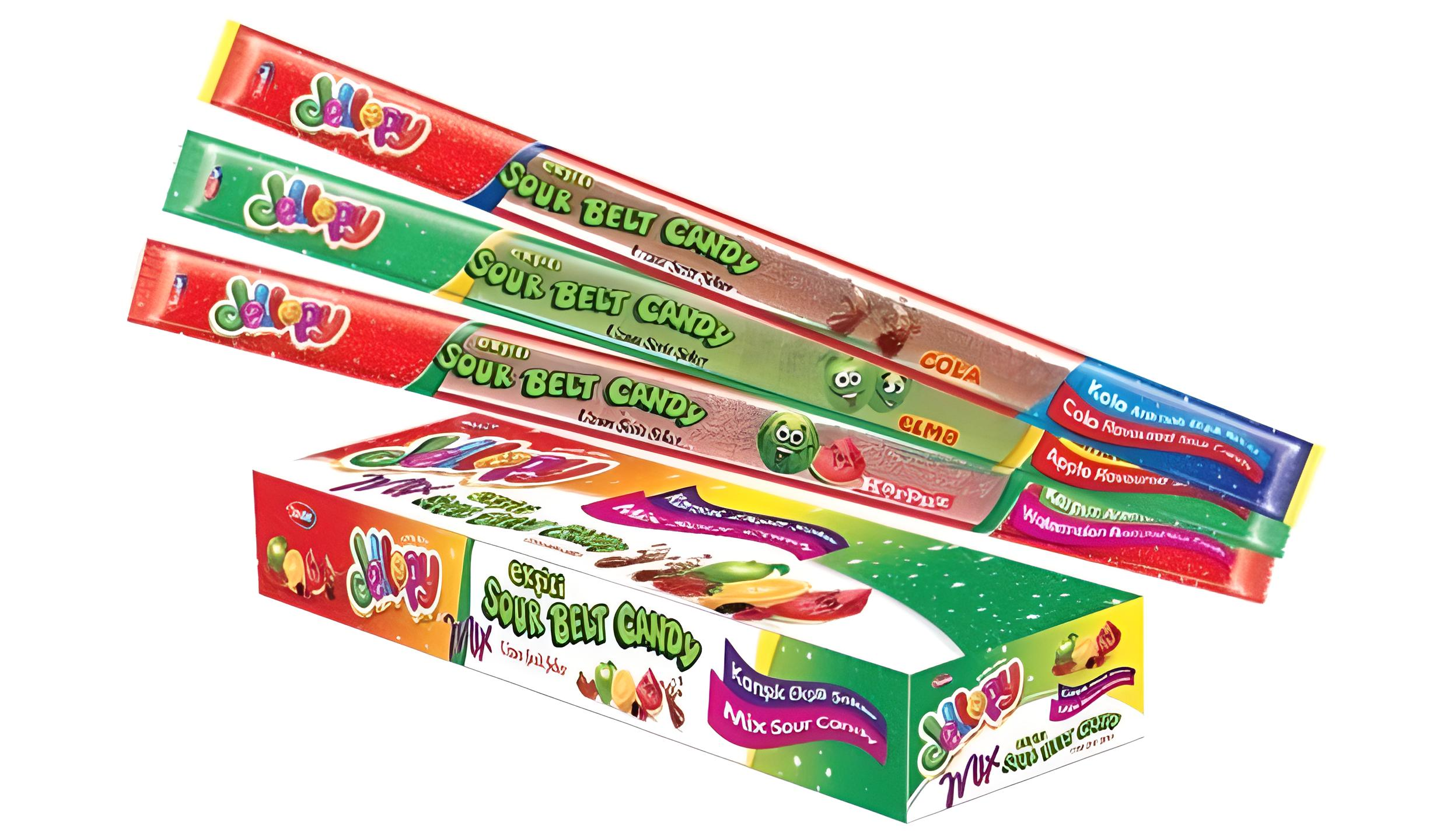 Жевательные ленты Jellopy Mix Sour Belt Candy в сахаре ассорти 2 72 шт.