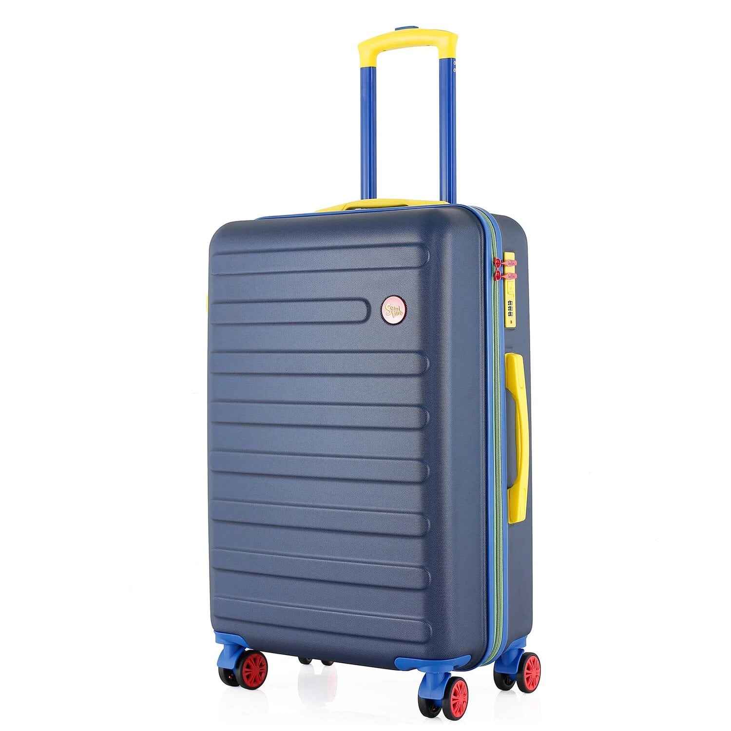 Чемодан SEMI LINE T5847-2 жесткий ABS-пластик средний 63 л на 4-х колесах с кодовым замком Темно-синий (DAS304009)