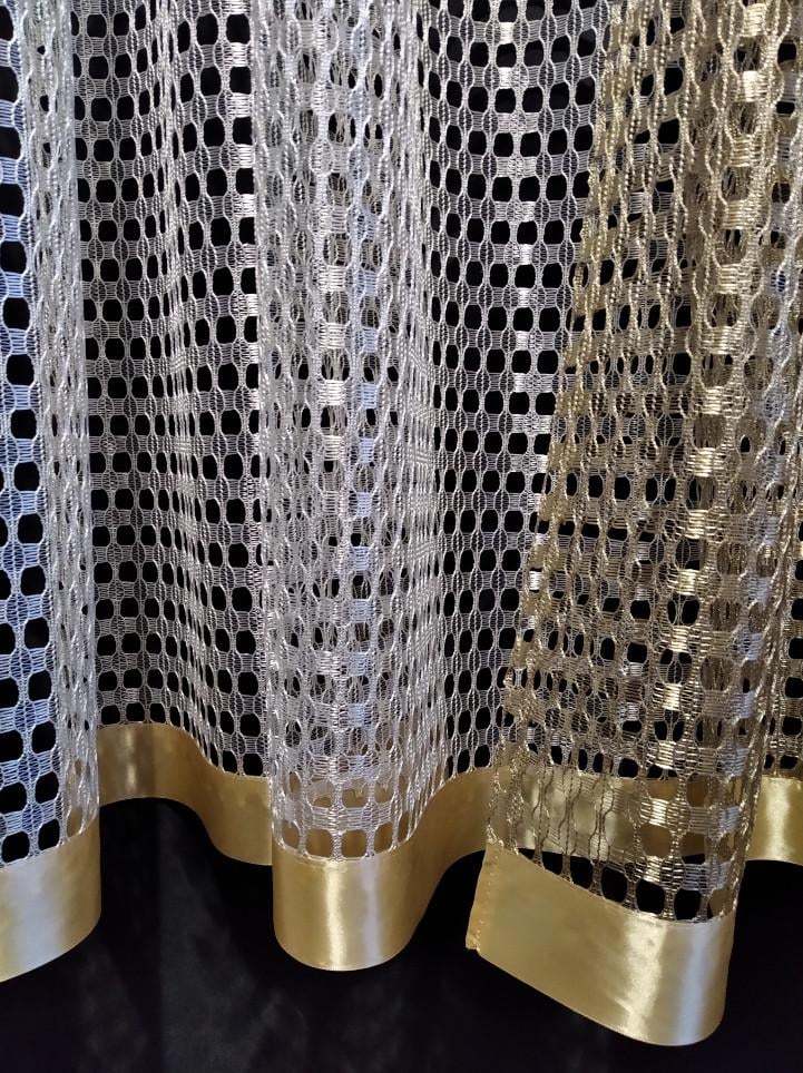 Гардина Сітка кубик зі шторками та підв'язками 440х175 см Бежевий з білим (ч-02) - фото 3