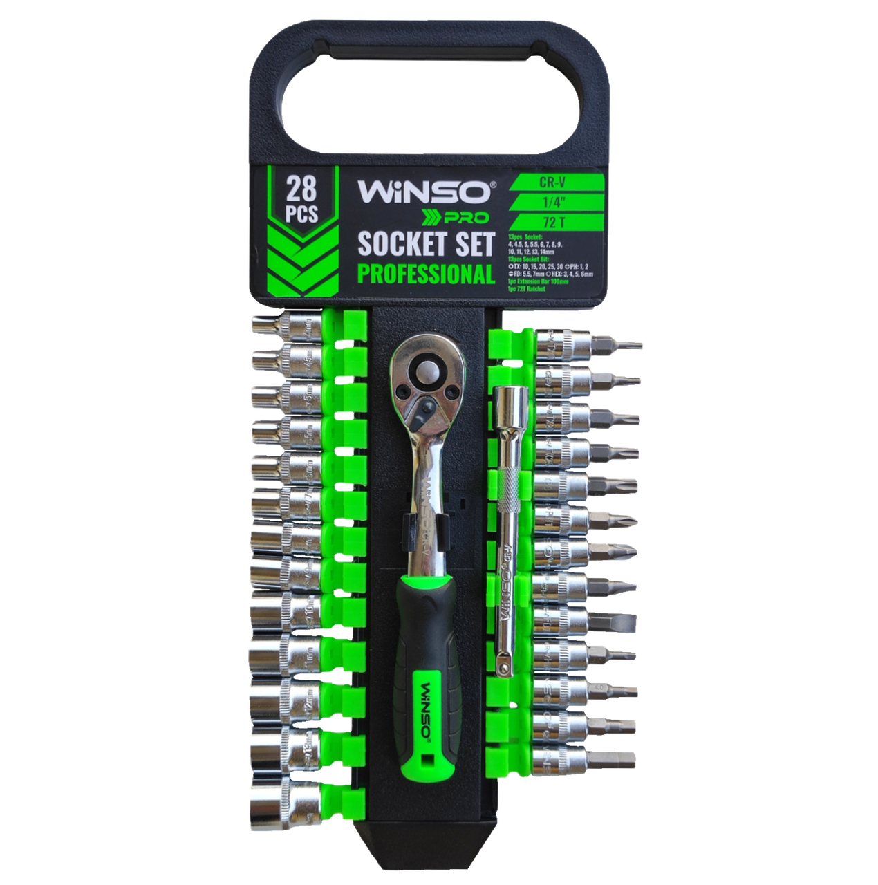 Набір головок WINSO CrV 1/4" з тріскачкою 28 од (904028)