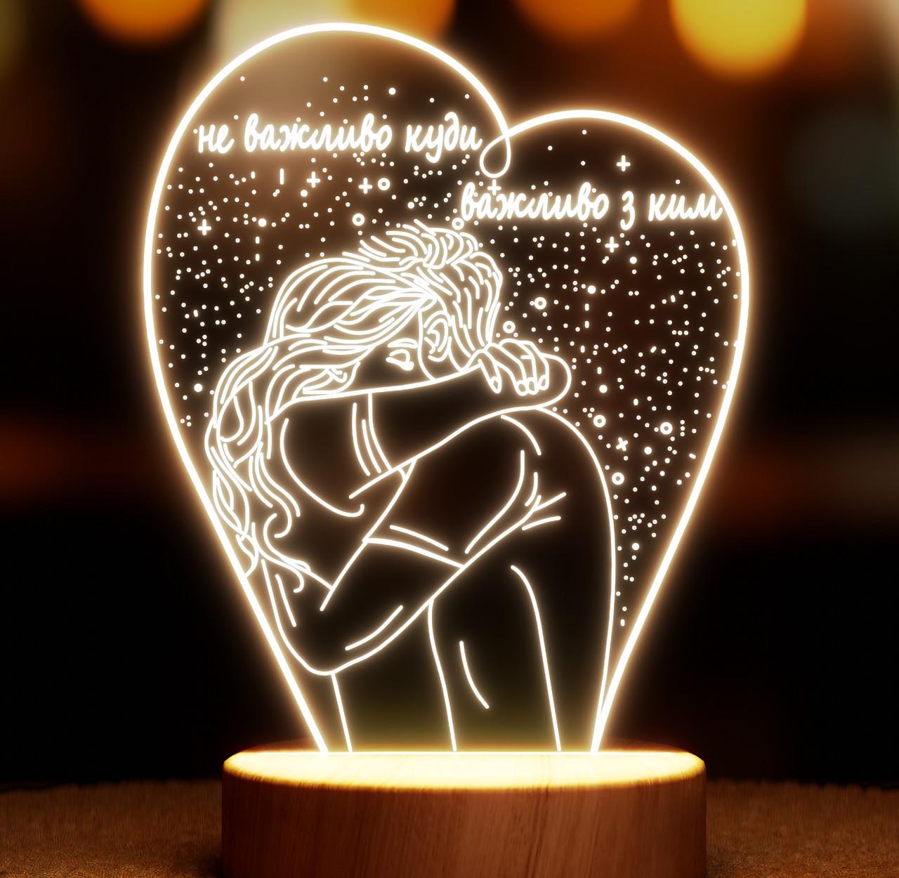 Ночник-светильник Lampic "Не важливо куди…" USB дерево/акрил 15х21 см Желтый (32377445)