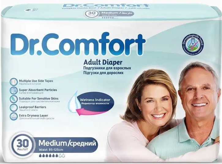 Підгузки для дорослих Dr. Comfort Medium 85-125 см 30 шт. 6 крапель Підгузки для дорослих Dr. Comfort Medium 85-125 см 30 шт. 6 крапель