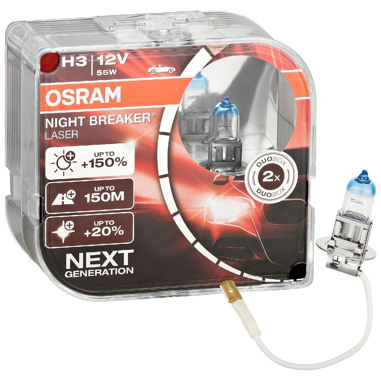Автолампа H3 Night Breaker Laser+150 12V 55W PK22S 2 шт. (64151NL-HCB)