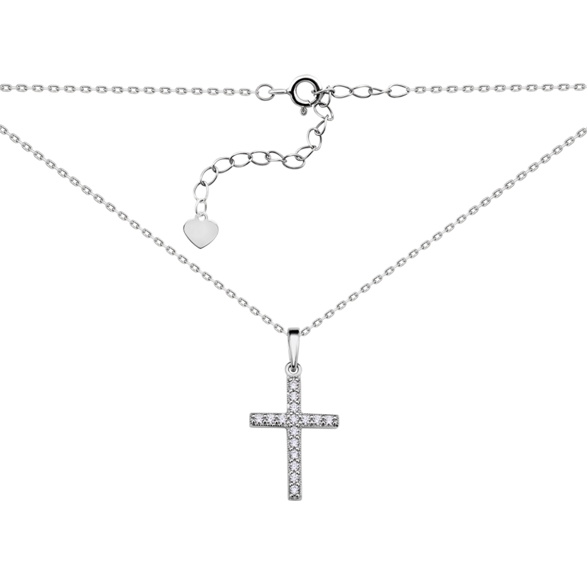 Крестик серебряный Миниатюрный с мерцающими камнями