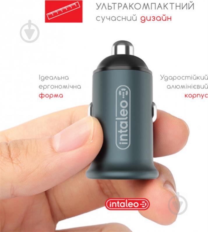 Автомобільний зарядний пристрій Intaleo CCGQPD120T (USB, 3A) Grey (1283126509957) + кабель USB Type С - фото 2