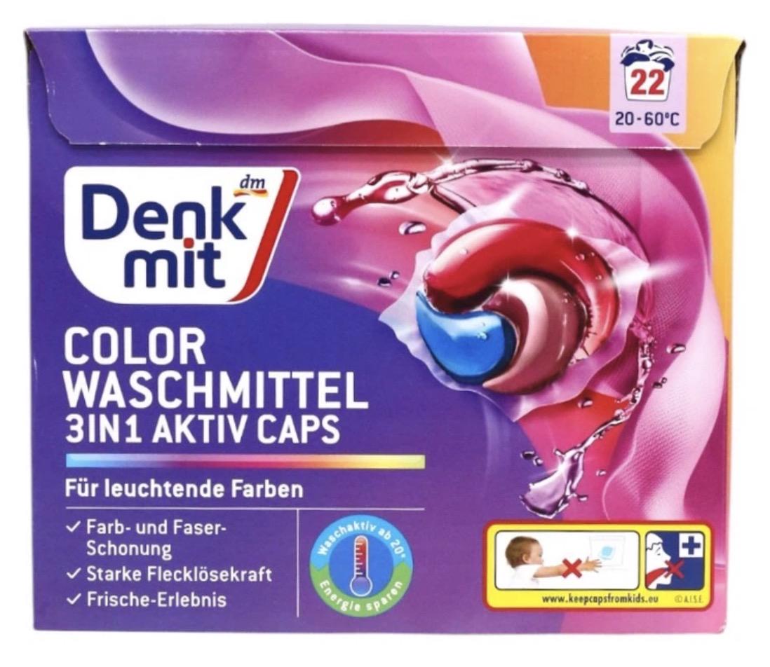 Гель-капсулы Denkmit 3в1 Aktiv Caps для стирки цветных вещей 22 шт. (4066447793222)