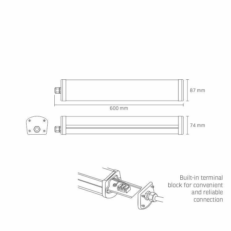 Лінійний світильник Videx IP65 24W 0,6 м 4000K (VLE-BNW-24064) - фото 4