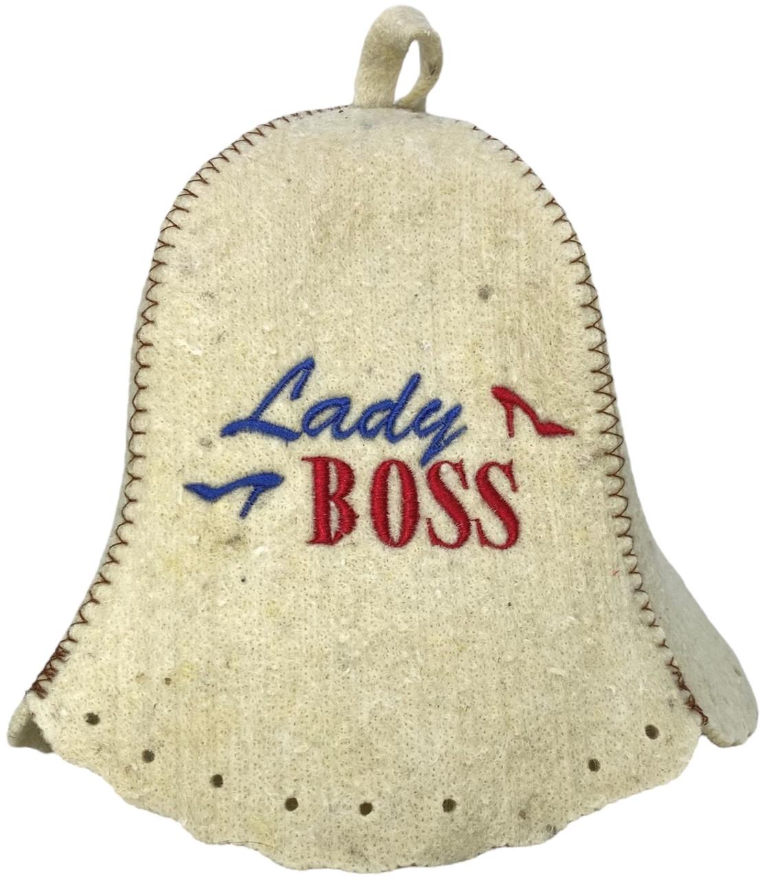 Шапка для бани и сауны "Lady Boss" из шерсти (2345853868)