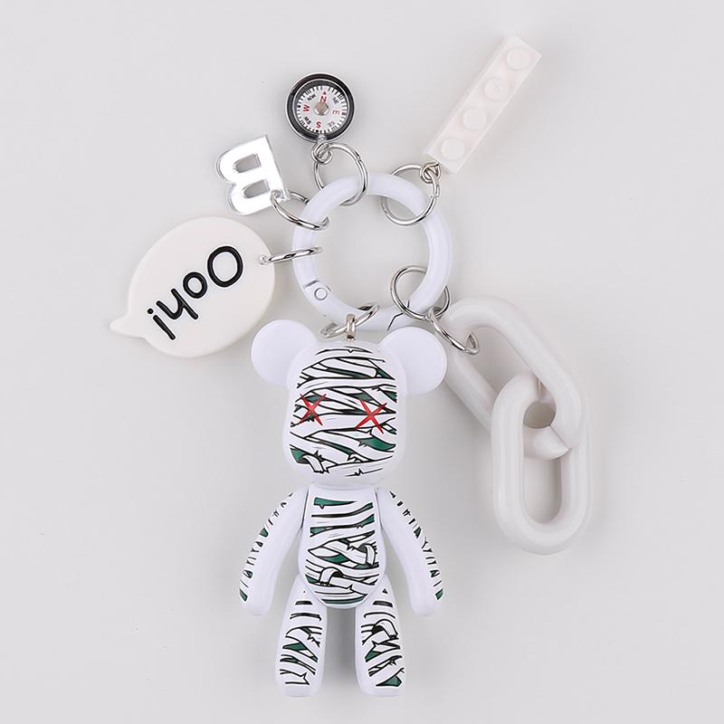 Брелок Bearbrick мишка KAWS мумия с компасом Белый