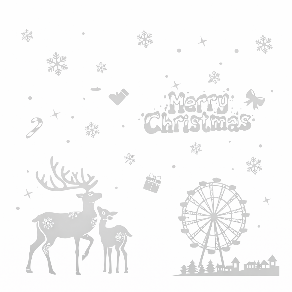 Наклейки на вікна Новорічні олені силіконові 50х70 см Білий (HYC-59) Наклейки на вікна Новорічні олені силіконові 50х70 см Білий (HYC-59)