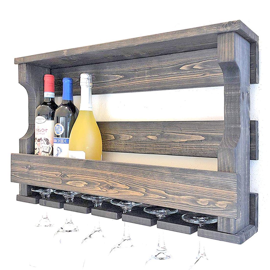 Полка для вина настенная из дерева Мацумото Маслина (ПНК-001138)