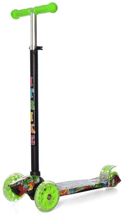 Самокат iTrike MAXI трехколесный со светящимися колесами Зеленый (DS-171-S-25)