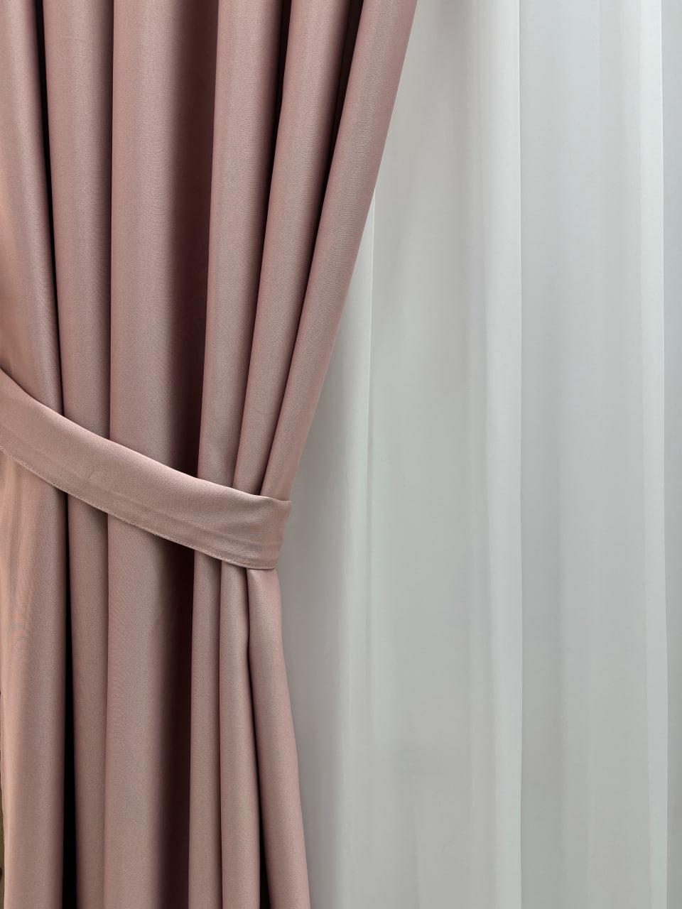 Штора блекаут на тесьме 6 см 150х260 см Нежно-розовый (11882370) - фото 5