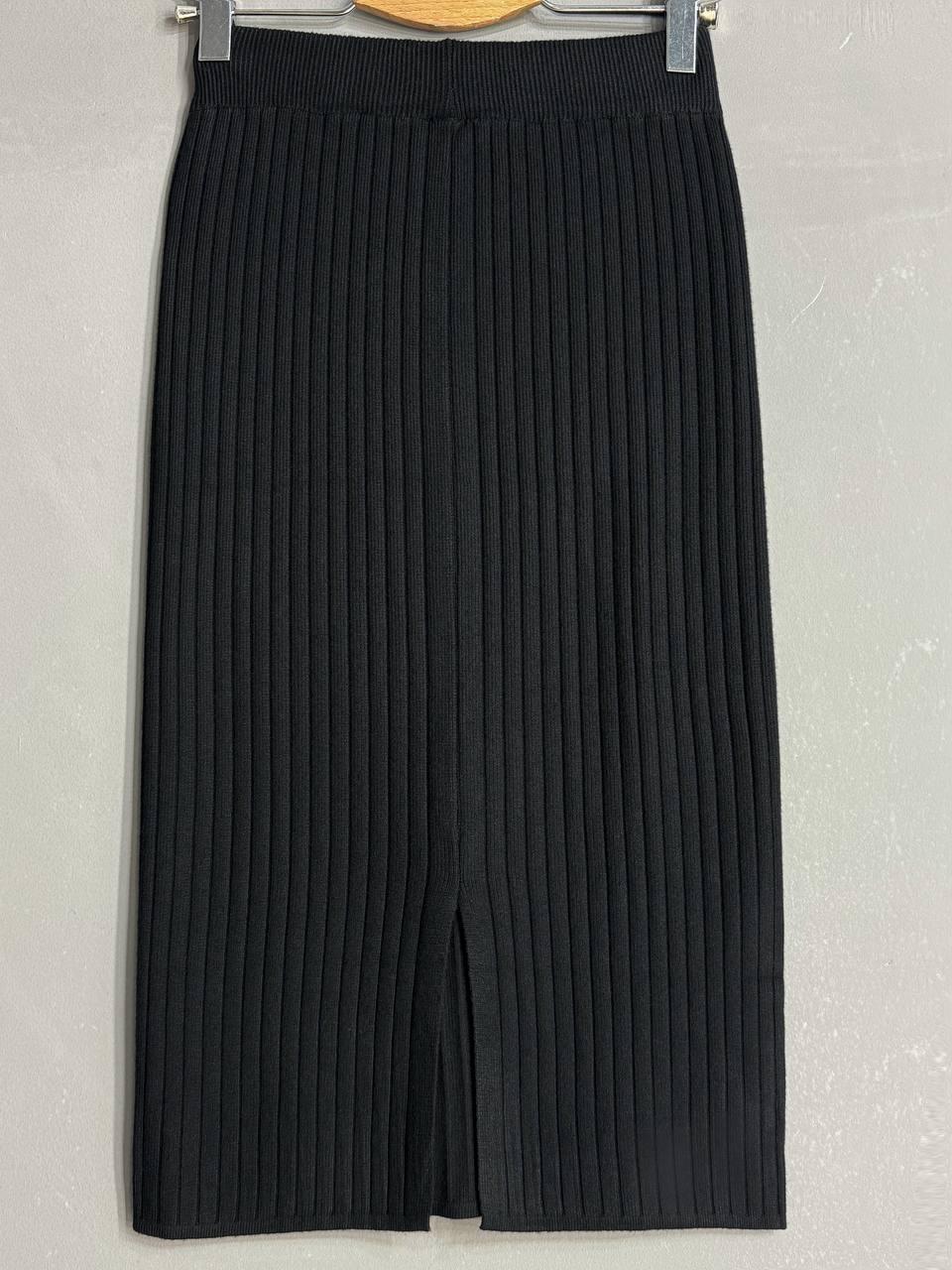 Юбка женская My fashion 478-123-70 вязаная в рубчик средней длины с разрезом OS Черный (5435) - фото 3 Юбка женская My fashion 478-123-70 вязаная в рубчик средней длины с разрезом OS Черный (5435) - фото 3