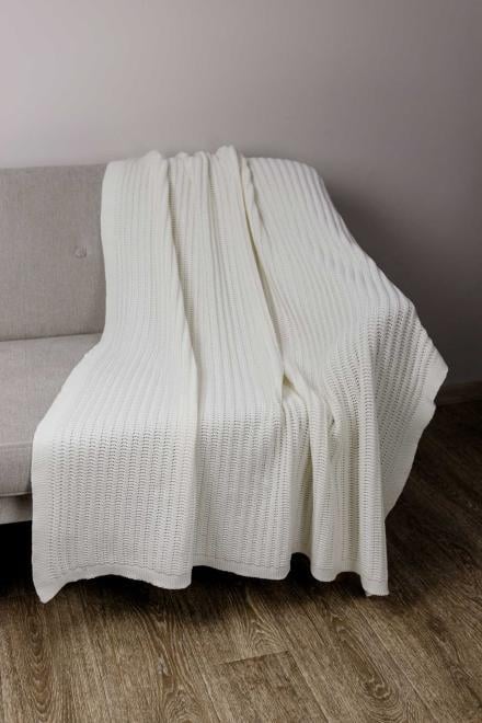 Плед в'язаний Прованс COTTON 120х200 см Молочний