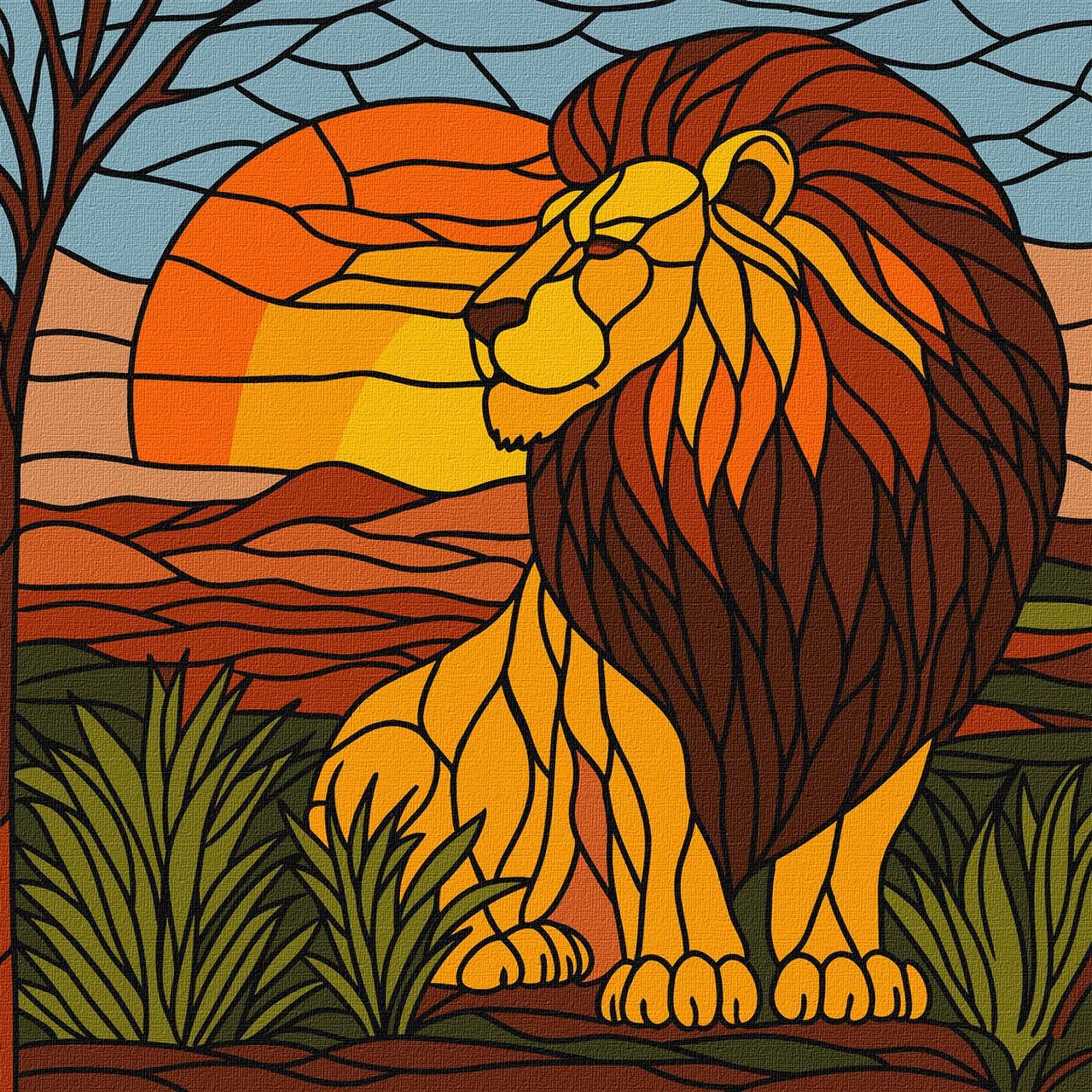 Картина по номерам Ideyka Витраж Лев 30х30 см (2824290352)