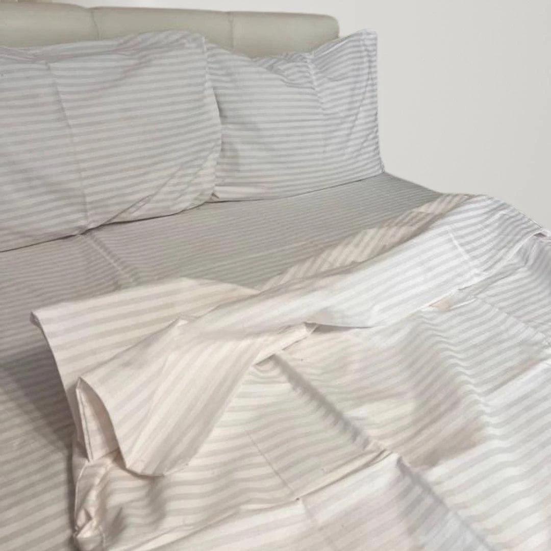 Пододеяльник двуспальный поплин Lux 180х215 см Кремовый в полоску (2217532018)