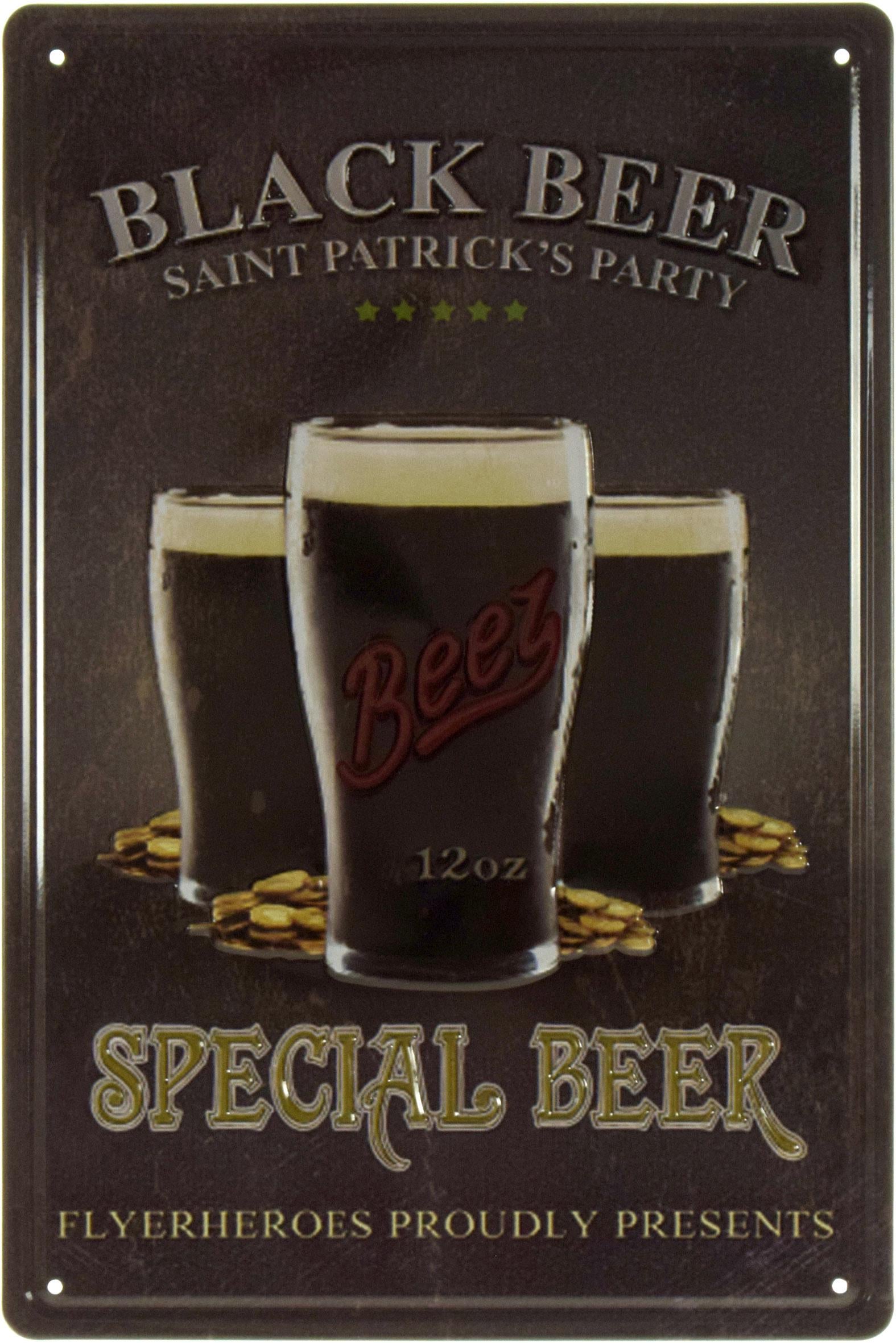 Табличка металева Темне Пиво Вечірка Святого Патрика/Black Beer Saint Patrick's Party 20x30 см