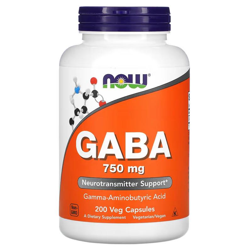 Натуральная добавка Now Foods GABA 750 мг 200 капсул Натуральная добавка Now Foods GABA 750 мг 200 капсул