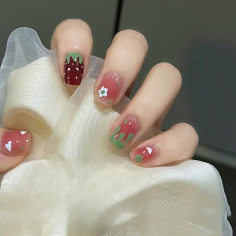 Накладні нігті з клеєм Bananahall 13441 24 шт. Рожевий (A9880)