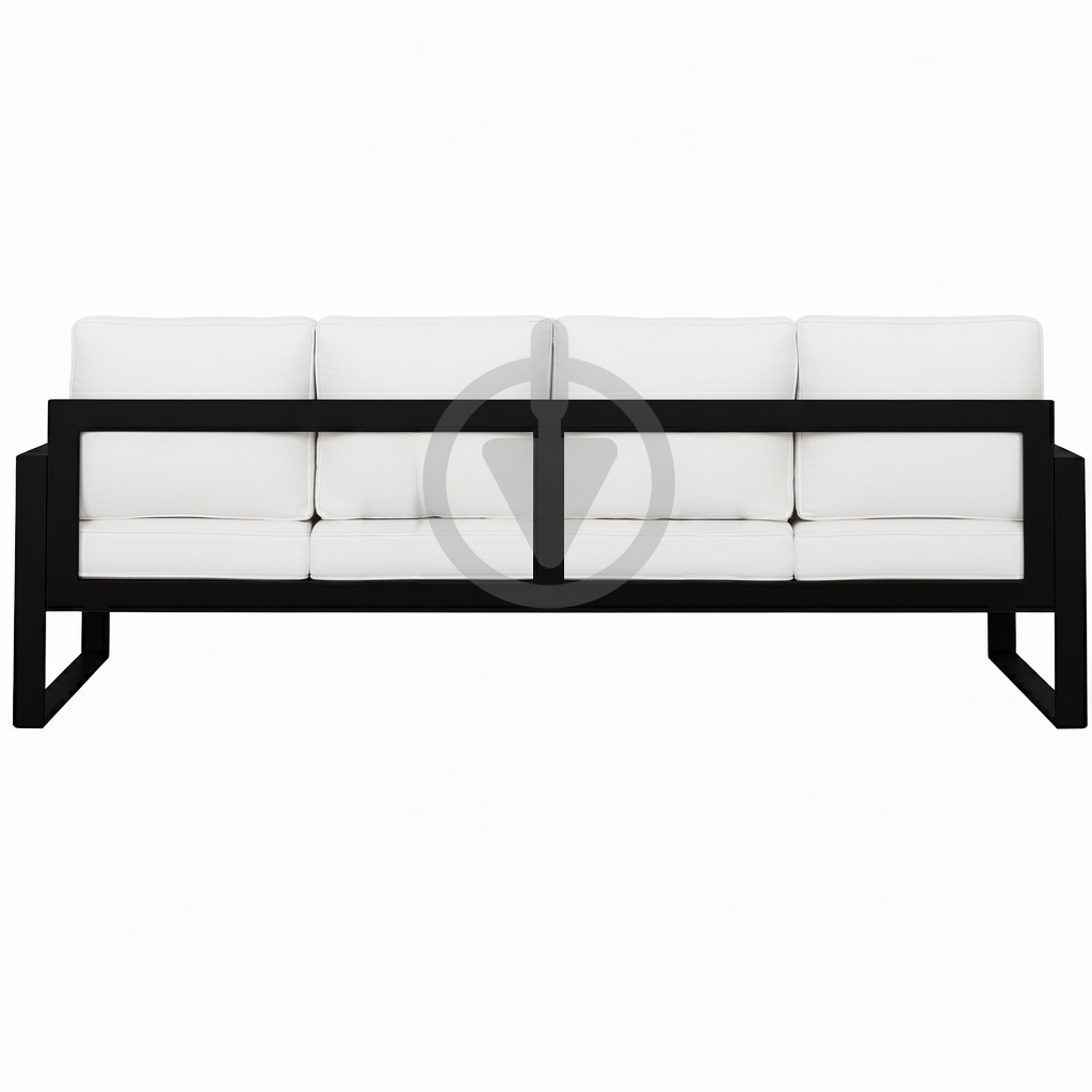 Диван металлический AVVS Бостон лофт с подлокотниками рогожка 250 см Белый - фото 3