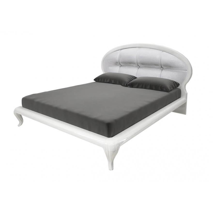 Кровать двуспальная MiroMark Империя с мягким изголовьем и каркасом без матраса 160х200 см Белый глянец (МР-37-WB)