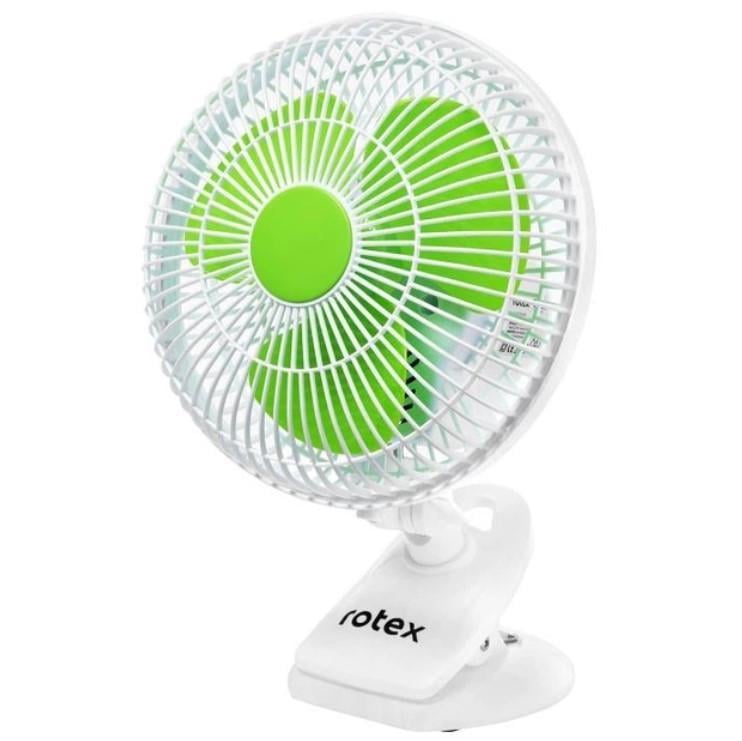 Вентилятор настольный Rotex RAT06-E лопастный с прищепкой 2 скорости 2 режима работы 25 Вт Салатовый с белым