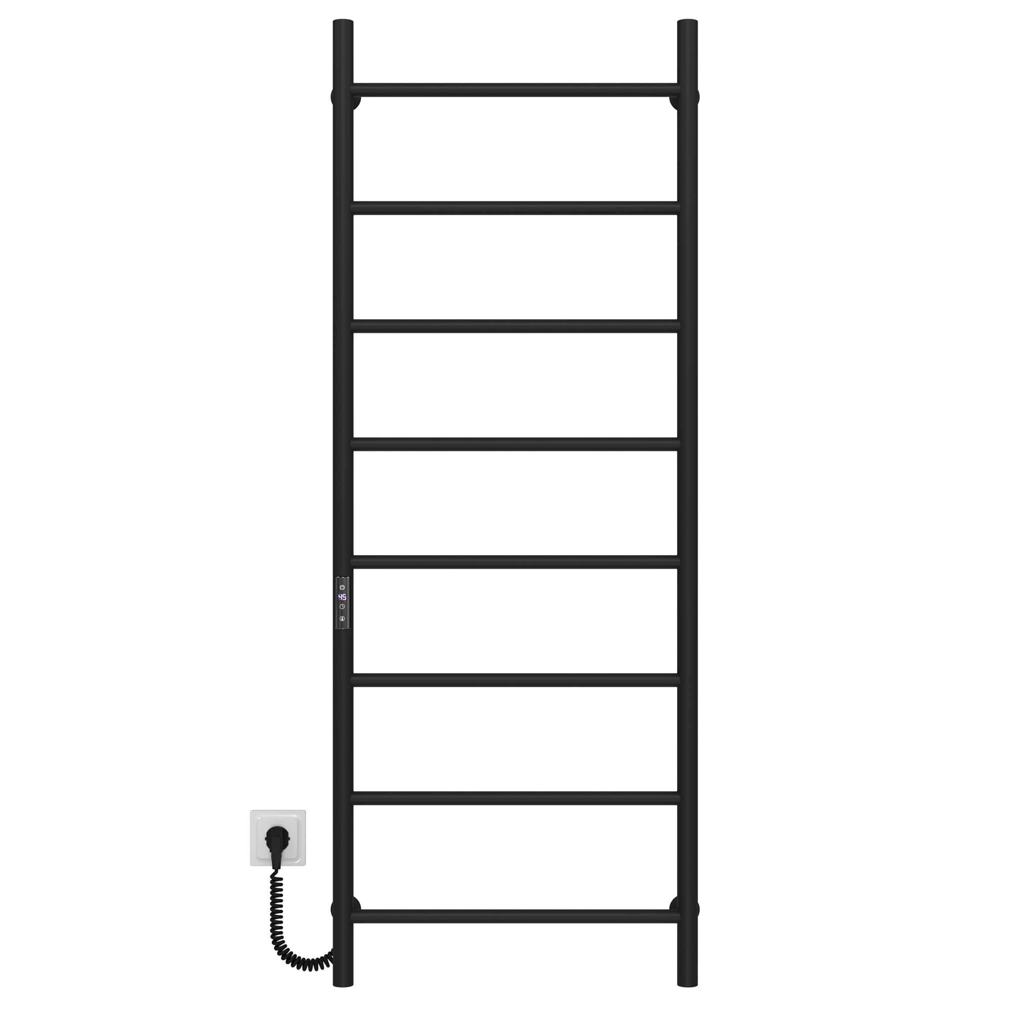 Полотенцесушитель электрический Deffi Орион П8 JD03 левое подключение нержавеющая сталь 500x1400 мм Черный (C.OR.140.50.8.EBL1)