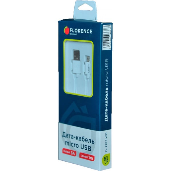 Кабель Florence Be Smart microUSB 3A 1 м White (FL-2200-WM) - фото 2