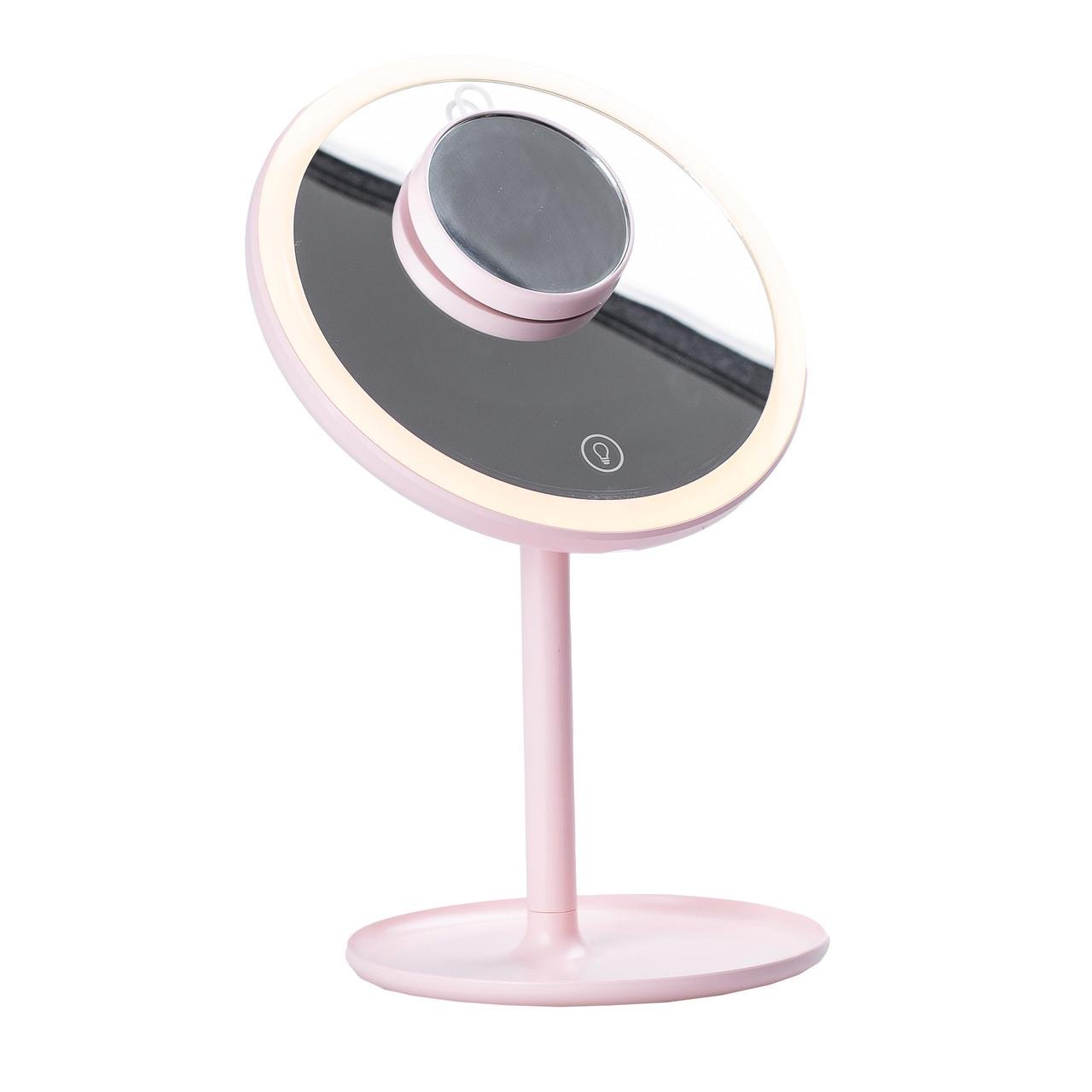 Дзеркало для макіяжу зі збільшенням і підсвічуванням Рожевий (3943) - фото 2 Дзеркало для макіяжу зі збільшенням і підсвічуванням Рожевий (3943) - фото 2