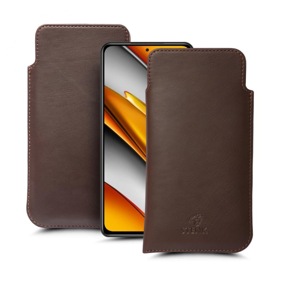 Футляр Stenk Elegance для Xiaomi Poco F3 Коричневый (68991)