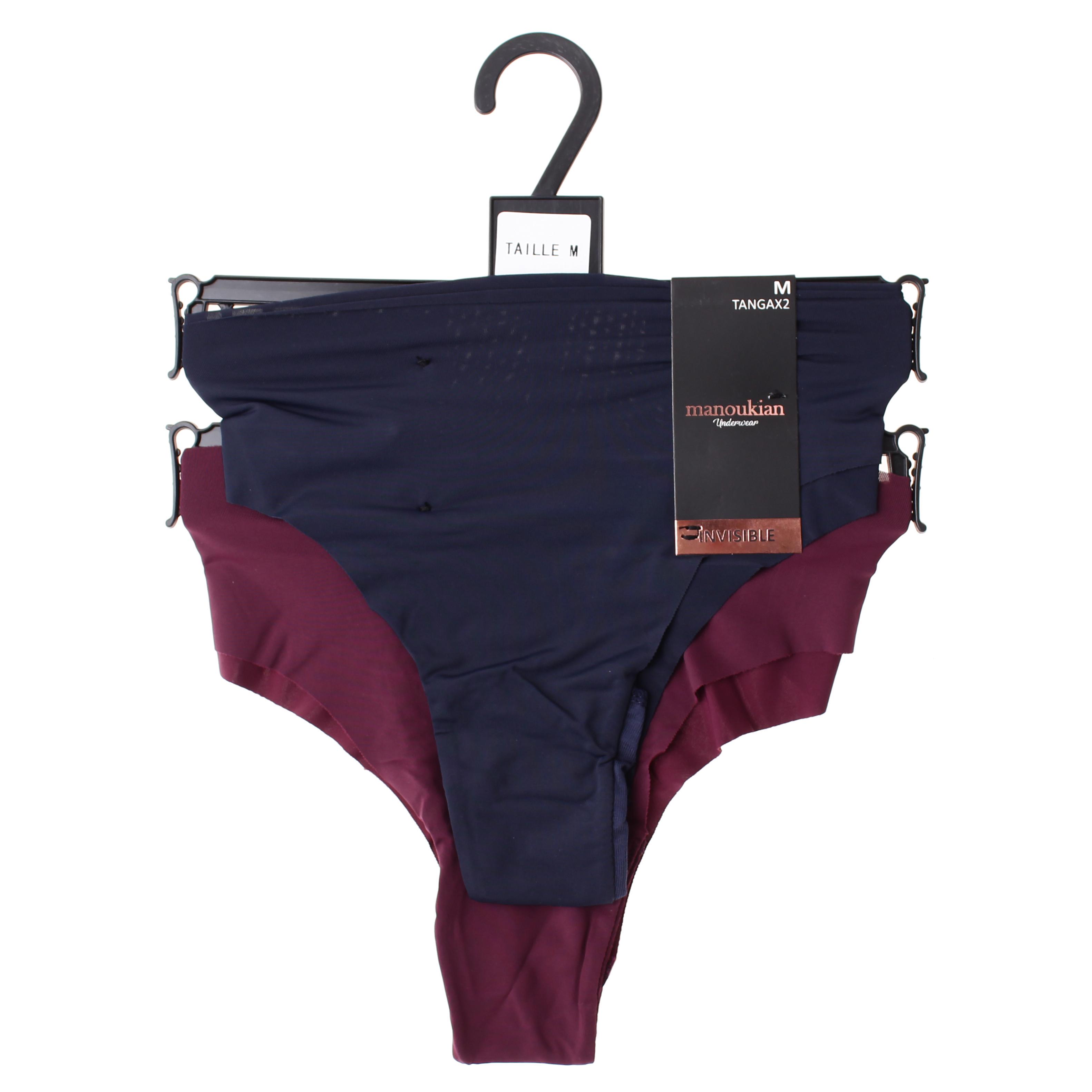 Трусики танга Manoukian Tanga-X2-Femme 2-pack XL Blue/Burgundy (19890191-2) - фото 1