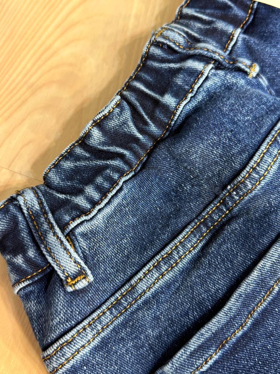 Джинсы женские Derun 8200 палаццо ровная талия на резинке с ремнем р. 32 Синий (4829) - фото 2