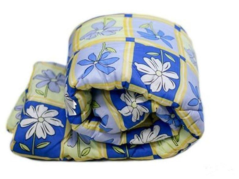 Одеяло двуспальное из овечьей шерсти Лери Макс Синяя абстракция (18349)