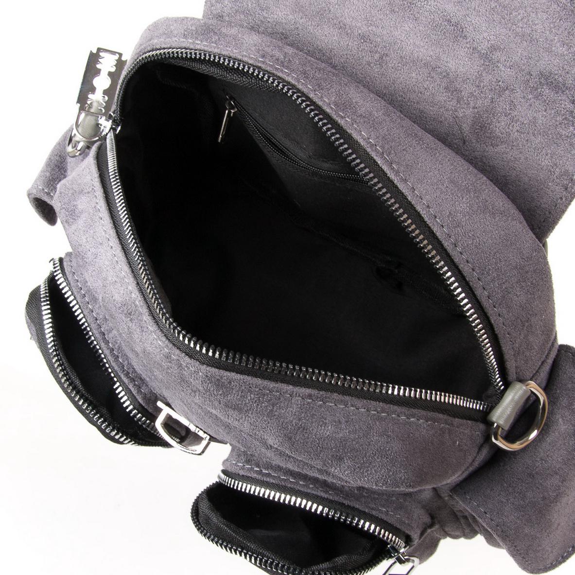 Жіноча модельна сумка-рюкзак з замша Fashion 2105 Сірий - фото 4 Жіноча модельна сумка-рюкзак з замша Fashion 2105 Сірий - фото 4