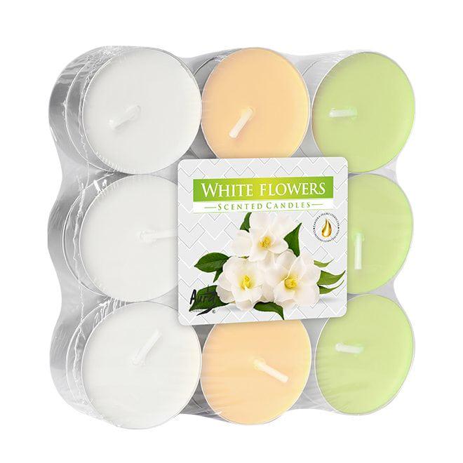 Свеча чайная таблетка ароматическая Flora микс Белые цветы D-3,9 см 18 шт. (227581)