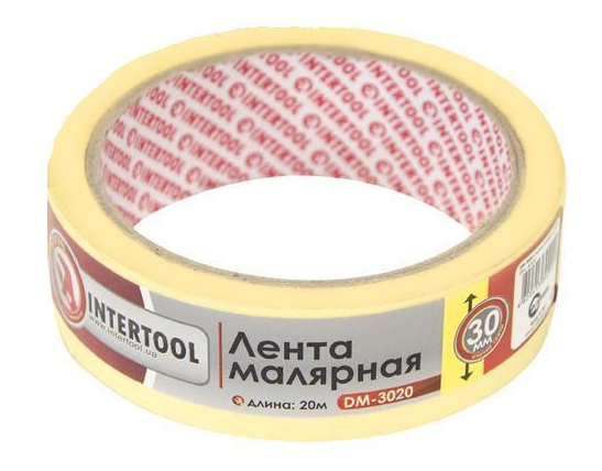 Стрічка малярська Intertool DM-3020 30 мм 20 м Жовтий (10090567)