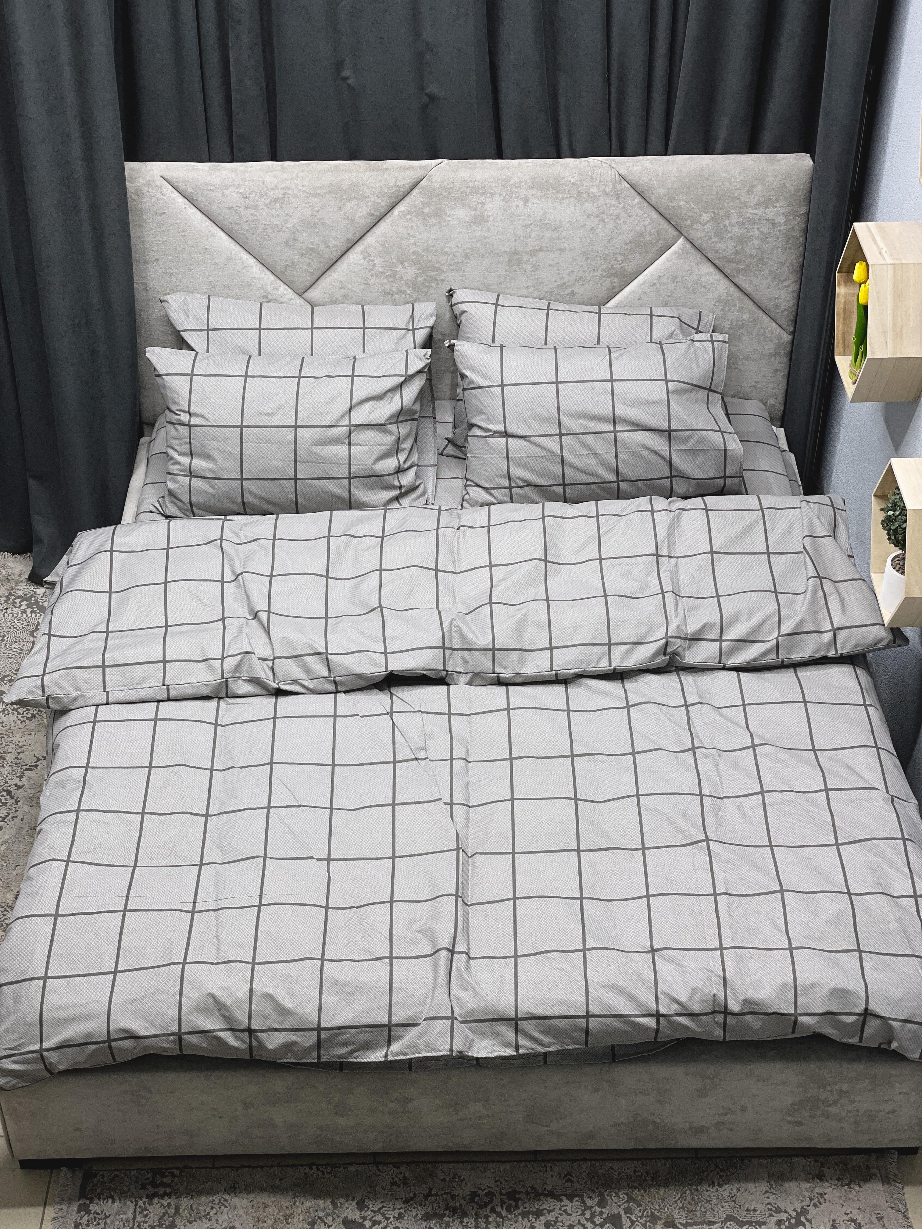 Комплект постельного белья Ego-textile 147G бязевый в клеточку Серый (196131462)