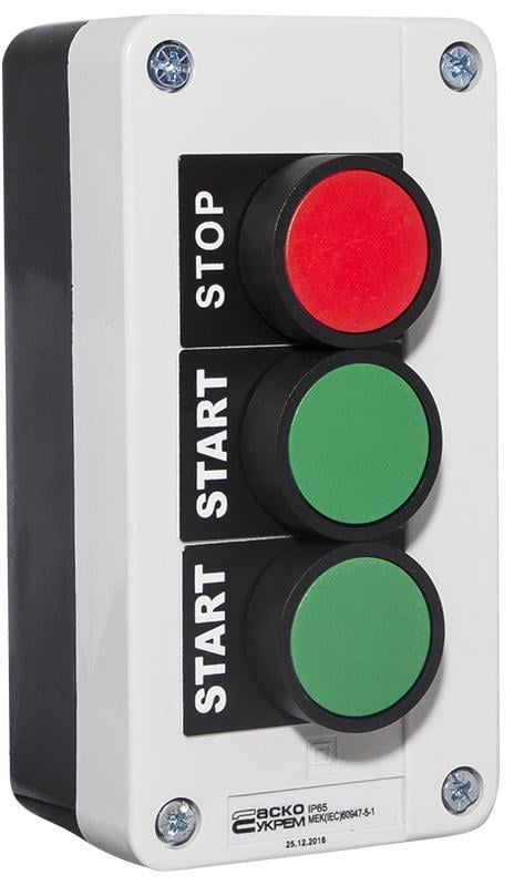 Пост трехместный АСКО-УКРЕМ Старт1-Старт2-Стоп XAL-B361Н29 (00000001514)