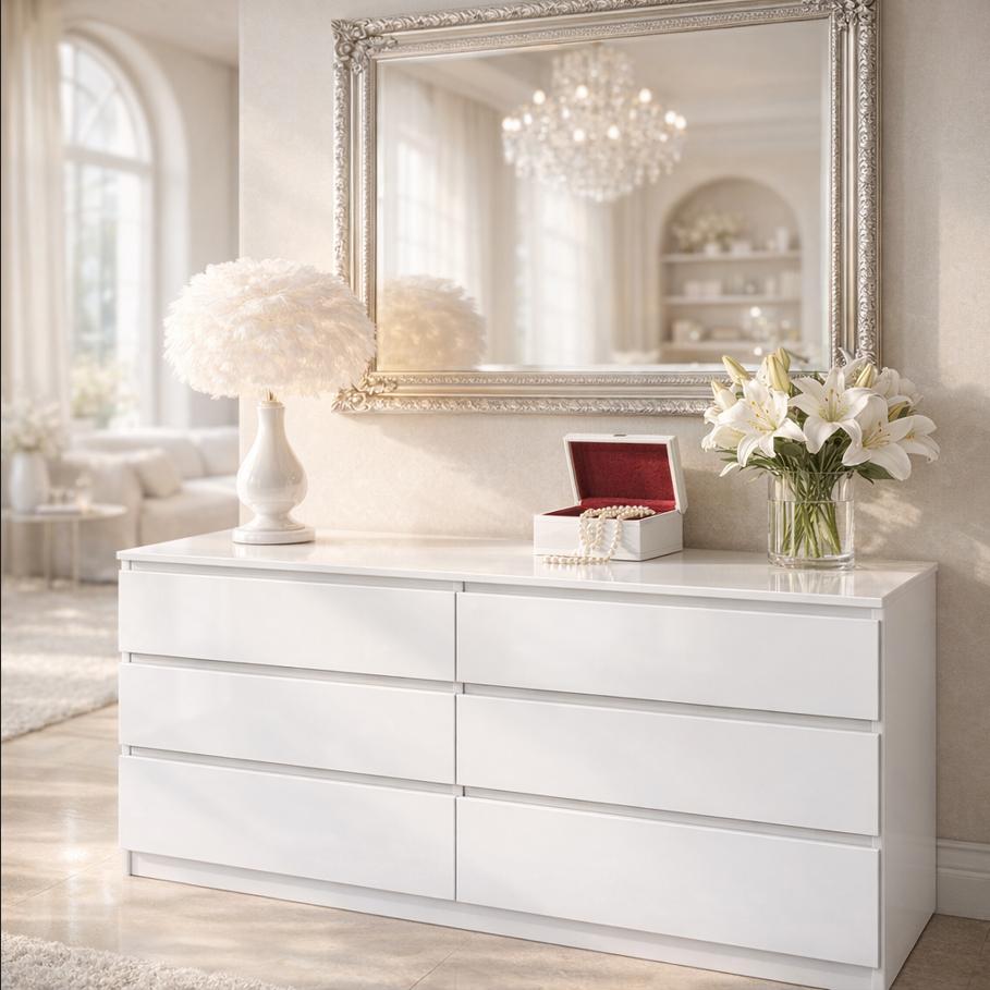 Комод на 6 шухляд Майстер Форм Брайт 1500х376х730 мм Білий (20071)