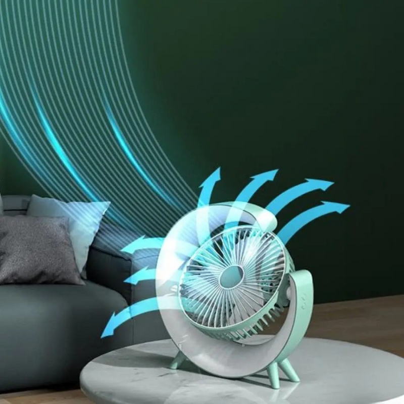 Вентилятор компактный настольный с RGB-подсветкой USB Зеленый (2598228292) - фото 8