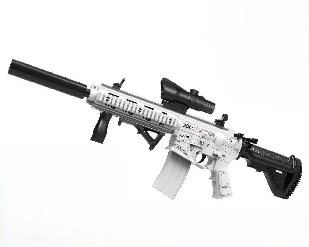 Автомат игрушечный Орбиган аккумуляторный на орбизах и 1000 орбизов 95 см Белый (M4A1)