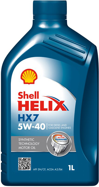 Моторное масло SHELL Helix HX7 A3/B4/C3 SN/SN-PLUS 5W-40 1 л (HELIXHX75W-401L)